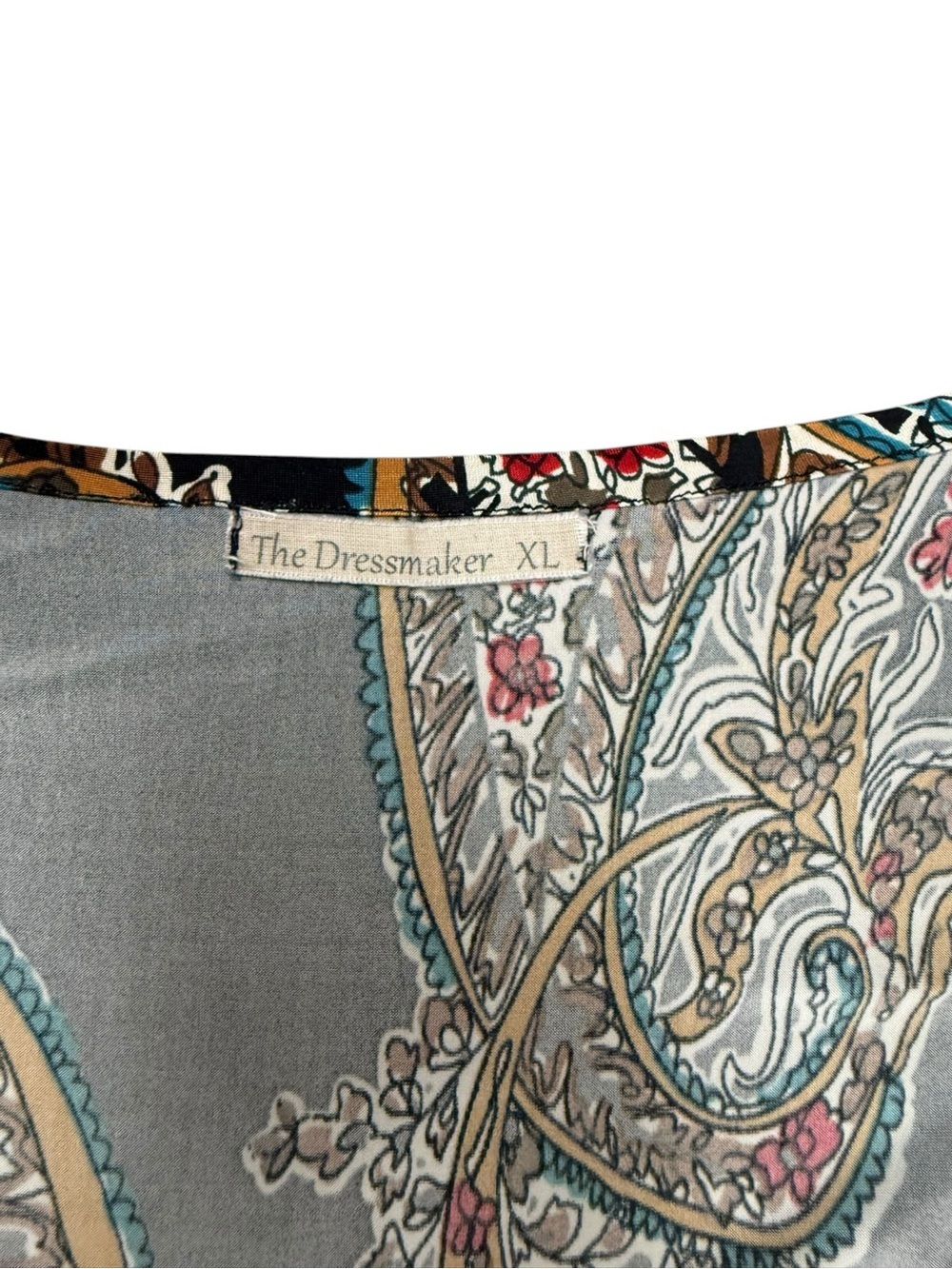 Boho Paisley Fit & Flare Midi Dress Navy Multi Colour Cap Sleeve Pockets Size XL - Picture 6 of 11